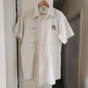 Vintage Blue Bell Ice Cream Riverside USA Uniform Men's Shirt Sz XXL 2XL White